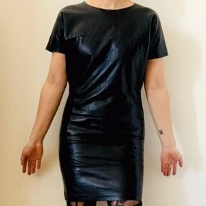 maison Martin margiela black leather dress size 38